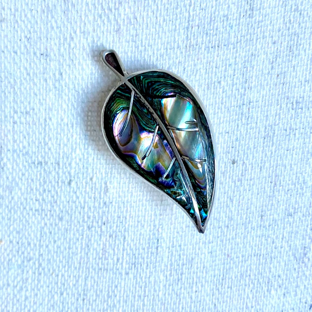 Mother of Pearl Sterling Marked Mexican Lean Pin